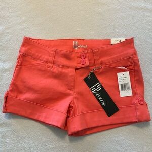NWT Celebrity Pink Jeans Cuffed Shorts - Hot Coral